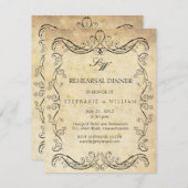 ヴィンテージビクトリアンモノグラムリハーサルディナーカード 招待状 (正面/裏面)