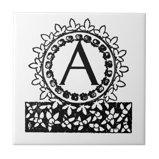 ヴィンテージビクトリアンモノグラム文字A タイル (正面)
