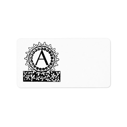 ヴィンテージビクトリアンモノグラム文字A ラベル (正面)