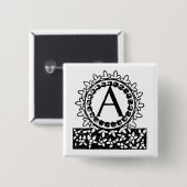 ヴィンテージビクトリアンモノグラム文字A 缶バッジ (正面&裏面)