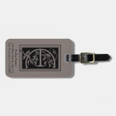 ヴィンテージビクトリアンモノグラム装飾文字E ラゲッジタグ (正面横)