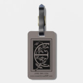 ヴィンテージビクトリアンモノグラム装飾文字E ラゲッジタグ (裏面縦)