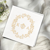 ヴィンテージビクトリアンモノグ結婚ラム金ゴールド 箔ナプキン