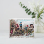 ヴィンテージビクトリアンユール（キリスト降誕祭）ログクリスマス ポストカード (スタンド正面)