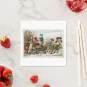 ヴィンテージビクトリアンユール(キリスト降誕祭)ログ紙ナプキンス スタンダードカクテルナプキン (インサイチュ)