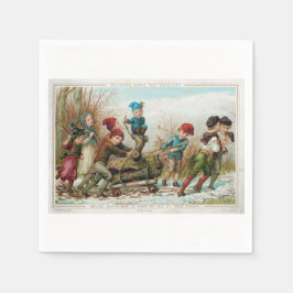 ヴィンテージビクトリアンユール（キリスト降誕祭）ログ紙ナプキンス スタンダードカクテルナプキン