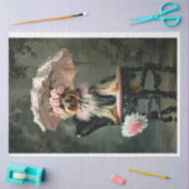 ヴィンテージビクトリアンヨークシャーテリアアンブレラデカップリング 薄葉紙 (クラフト)