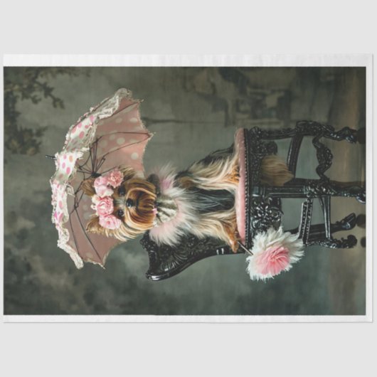 ヴィンテージビクトリアンヨークシャーテリアアンブレラデカップリング 薄葉紙 (正面)