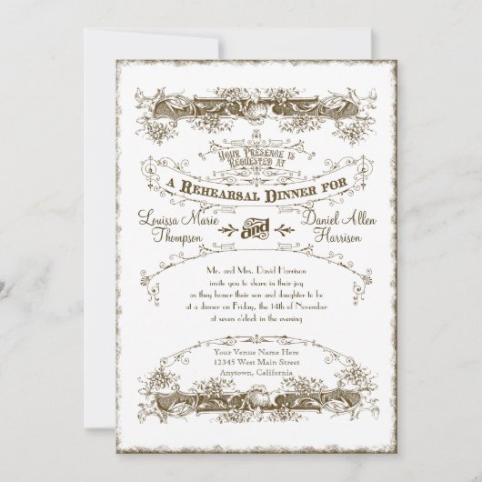 ヴィンテージビクトリアンリハエレガントーサルディナ結婚ー 招待状 (正面)