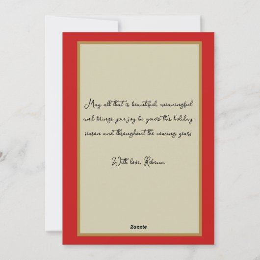 ヴィンテージビクトリアンレッドレディーブルー傘クリスマス シーズンカード (裏面)