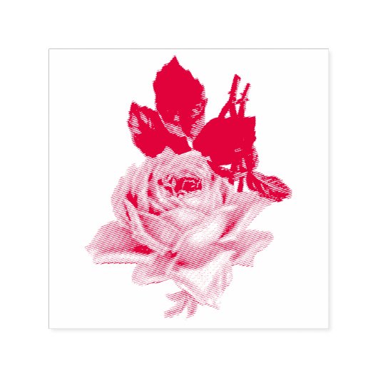 ヴィンテージビクトリアンレッドローズゴム印 セルフインキングスタンプ (デザイン)