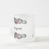 ヴィンテージビクトリアンレッドローズパーソナライズされたフローラ フロストグラスマグカップ (正面左)