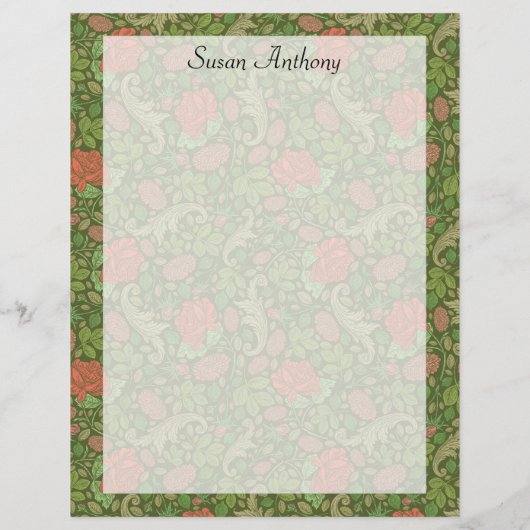 ヴィンテージビクトリアンレッドローゼピンクタムフローラ紙 (裏面)