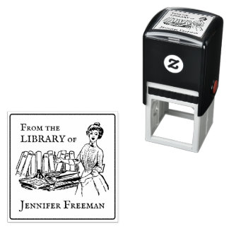 ヴィンテージビクトリアンレディと書籍Ex Libris セルフインキングスタンプ