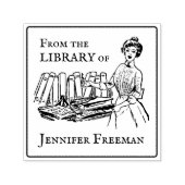 ヴィンテージビクトリアンレディと書籍Ex Libris セルフインキングスタンプ (デザイン)