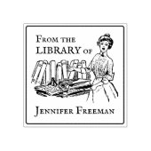 ヴィンテージビクトリアンレディと書籍Ex Libris ラバースタンプ (インプリント)