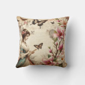 ヴィンテージビクトリアンレディと蝶のデコページ クッション (裏面)