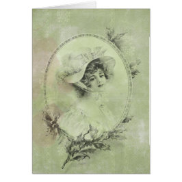 ヴィンテージビクトリアンレディエレガントイングリーンパールレース