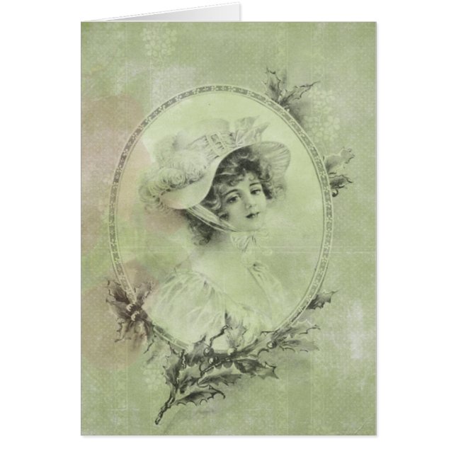 ヴィンテージビクトリアンレディエレガントイングリーンパールレース (正面)