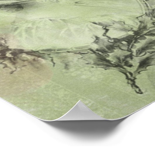 ヴィンテージビクトリアンレディエレガントイングリーンパールレース ポスター (角)