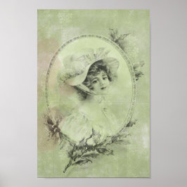 ヴィンテージビクトリアンレディエレガントイングリーンパールレース ポスター