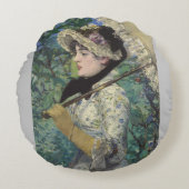 ヴィンテージビクトリアンレディーアンブレラ装飾用クッション ラウンドクッション (正面)