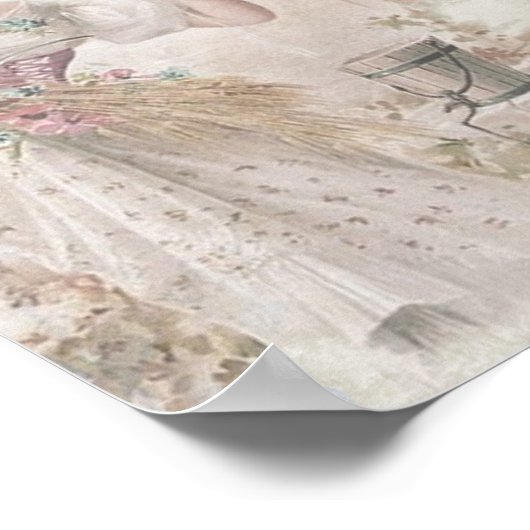 ヴィンテージビクトリアンレディーシャビーシックな花 ポスター (角)