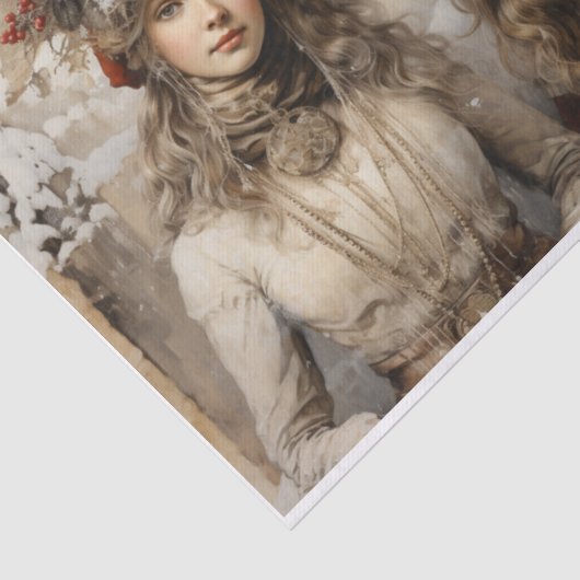 ヴィンテージビクトリアンレディースクリスマスデクページ 薄葉紙 (詳細)