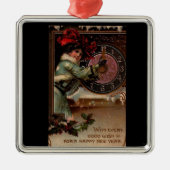 ヴィンテージビクトリアンレディーハッピーニューイヤーオーナメント メタルオーナメント (正面)