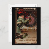 ヴィンテージビクトリアンレディーハッピーニューイヤー シーズンポストカード (正面/裏面)