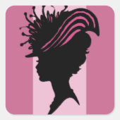 ヴィンテージビクトリアンレディーブラックシルエットファンシーハット スクエアシール (正面)