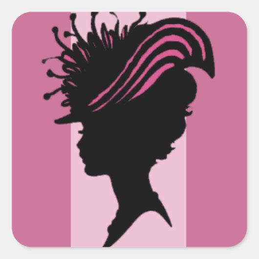 ヴィンテージビクトリアンレディーブラックシルエットファンシーハット スクエアシール (正面)