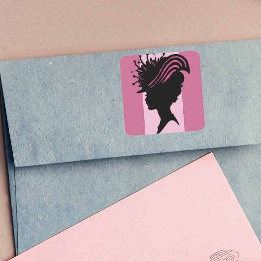 ヴィンテージビクトリアンレディーブラックシルエットファンシーハット スクエアシール