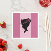 ヴィンテージビクトリアンレディーブラックシルエットファンシーハット スタンダードカクテルナプキン (インサイチュ)