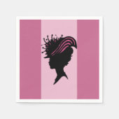 ヴィンテージビクトリアンレディーブラックシルエットファンシーハット スタンダードカクテルナプキン (正面)