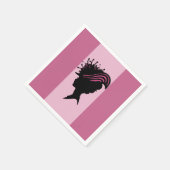 ヴィンテージビクトリアンレディーブラックシルエットファンシーハット スタンダードカクテルナプキン (角)