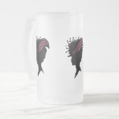 ヴィンテージビクトリアンレディーブラックシルエットファンシーハット フロストグラスビールジョッキ (正面左)