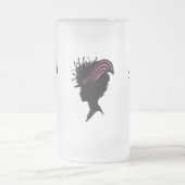 ヴィンテージビクトリアンレディーブラックシルエットファンシーハット フロストグラスビールジョッキ (中央)