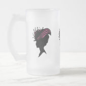 ヴィンテージビクトリアンレディーブラックシルエットファンシーハット フロストグラスビールジョッキ (左)