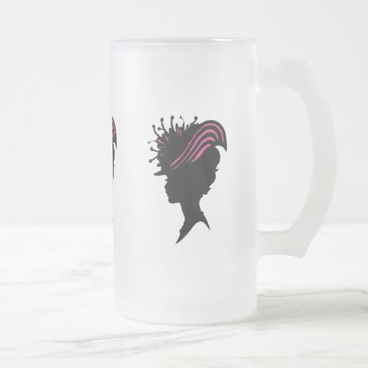 ヴィンテージビクトリアンレディーブラックシルエットファンシーハット フロストグラスビールジョッキ (右)