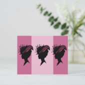 ヴィンテージビクトリアンレディーブラックシルエットファンシーハット ポストカード (スタンド正面)