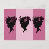 ヴィンテージビクトリアンレディーブラックシルエットファンシーハット ポストカード (正面)