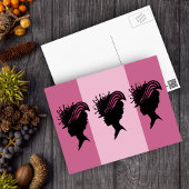 ヴィンテージビクトリアンレディーブラックシルエットファンシーハット ポストカード