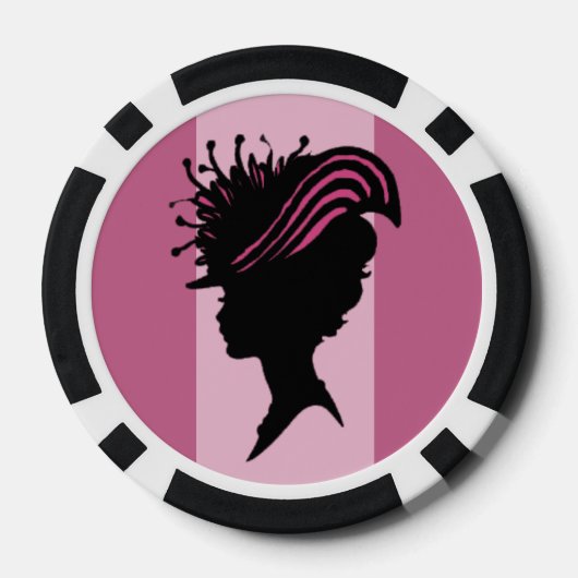 ヴィンテージビクトリアンレディーブラックシルエットファンシーハット ポーカーチップ (裏面)