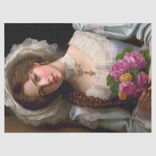 ヴィンテージビクトリアンレディーブーケのバラ切り離 薄葉紙 (正面)