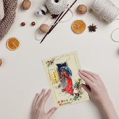 ヴィンテージビクトリアンレディーレッドクリスマスホリデーカード シーズンカード