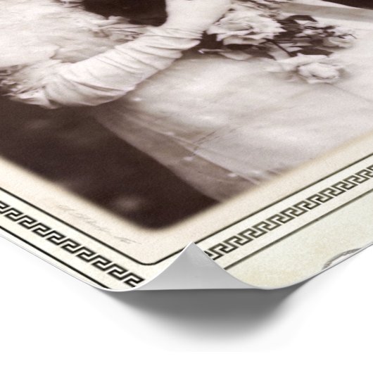 ヴィンテージビクトリアンレディ花束を持つ花 ポスター (角)