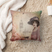 ヴィンテージビクトリアンレディ装飾用クッション クッション (ブランケット)