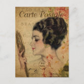 ヴィンテージビクトリアンレディ鏡 ポストカード (正面)