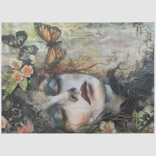 ヴィンテージビクトリアンレディ&バタフライエフェメラ 薄葉紙 (正面)